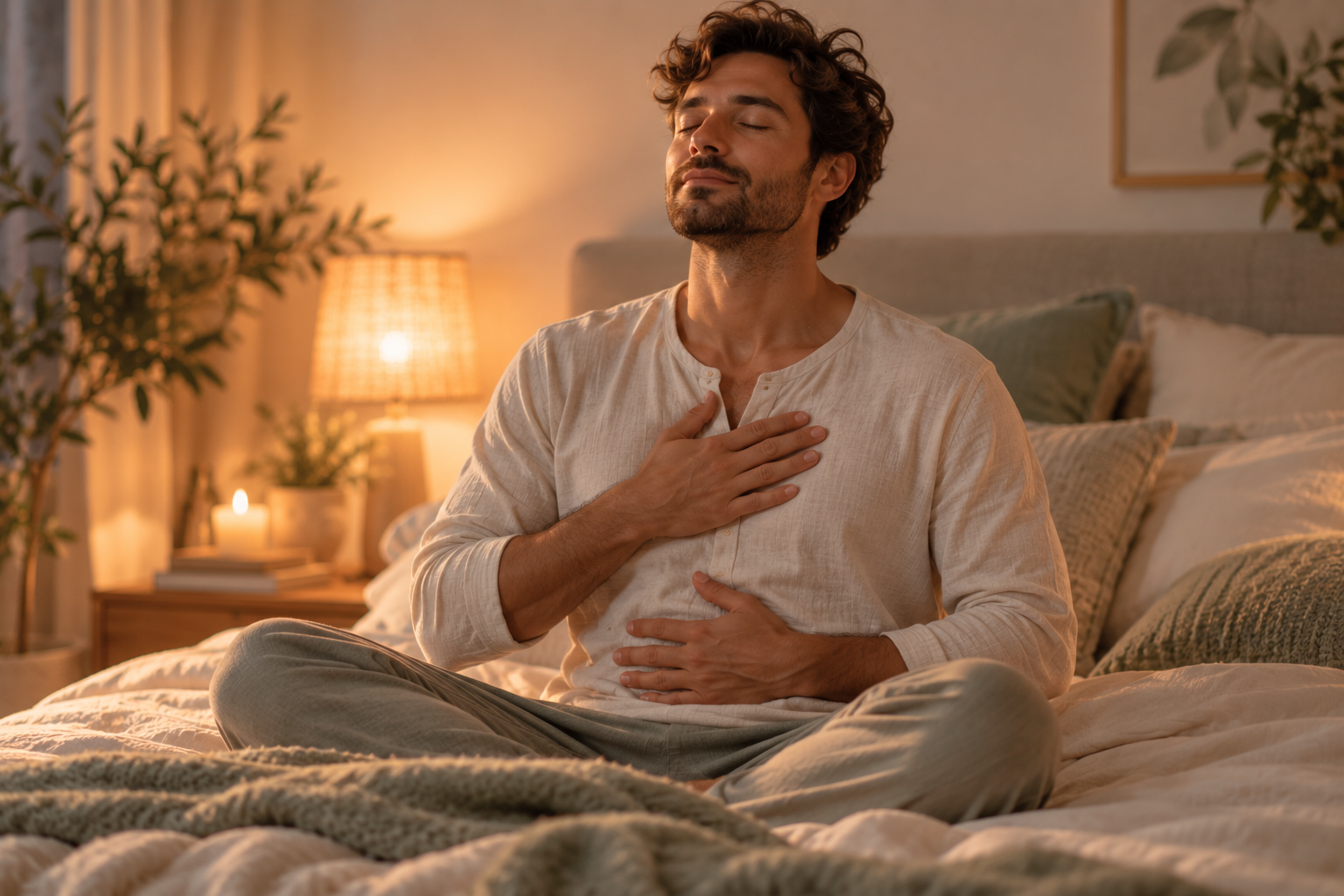 Volwassene ontspant met een bodyscan meditatie