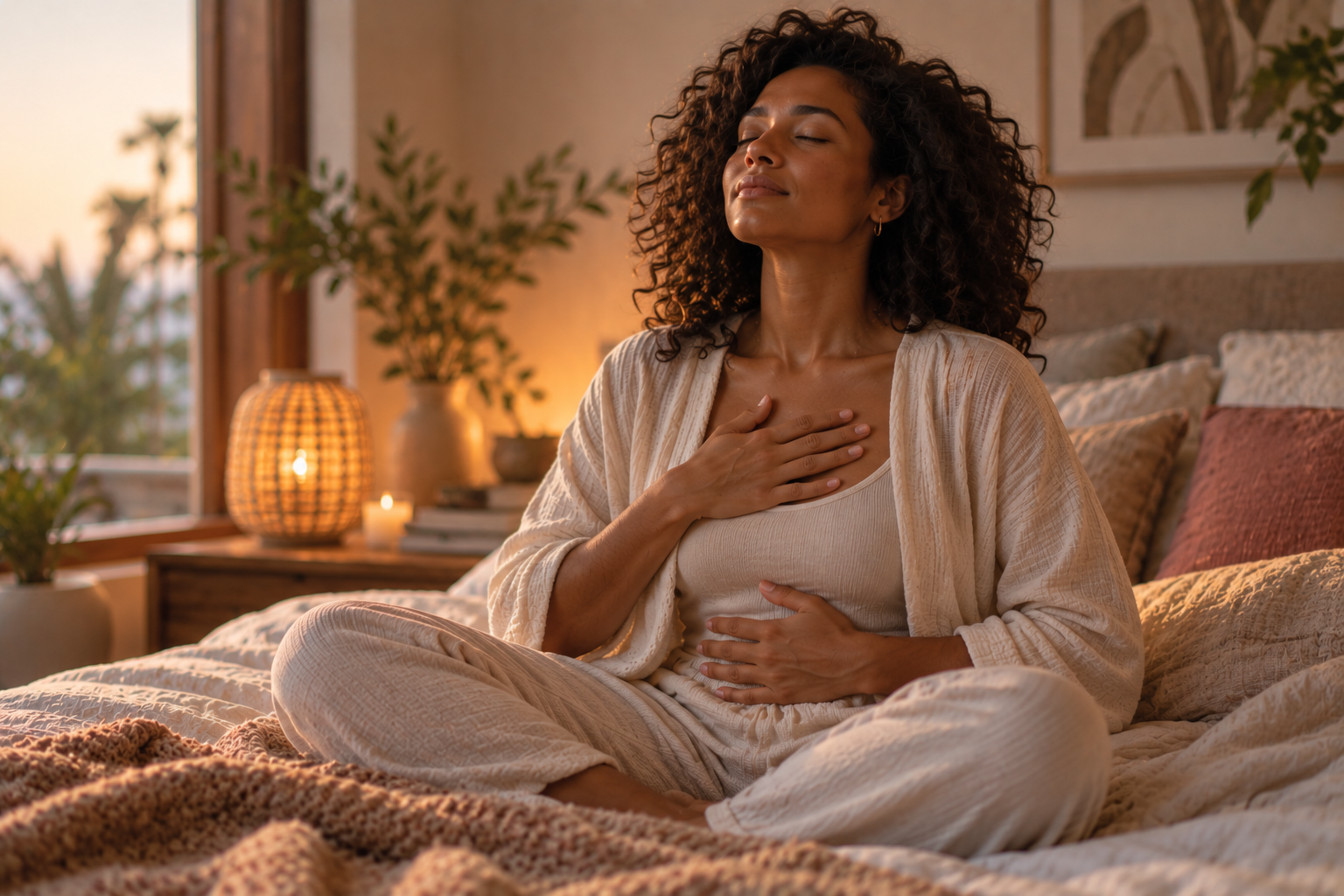 Volwassene ontspant met een meditatie om los te laten