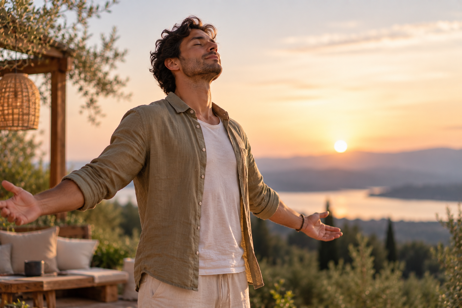 Volwassene ontspant met een meditatie inspannen en ontspannen